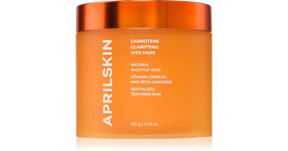 APRILSKINCarrotene Clarifying Vita Pads tisztító vattakorong az aknéra hajlamos zsíros bőrre Biztonságos fizetés