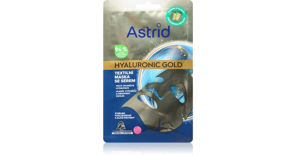 Legkelendőbb AstridHyaluronic Gold gézmaszk a bőr azonnali feszesítésért és kisimításáért