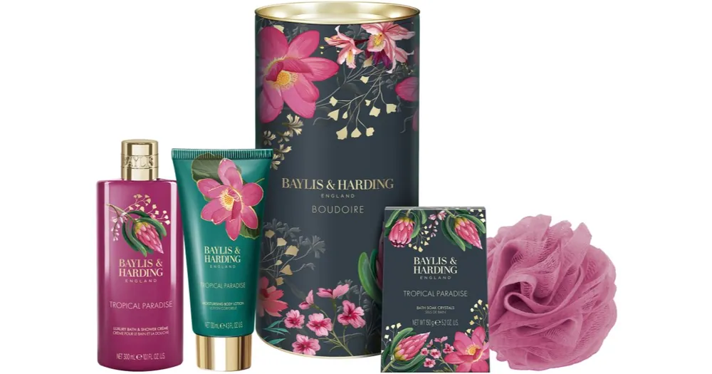 Újdonság Baylis & HardingBoudoire Tropical Paradise ajándékszett pléh doboz