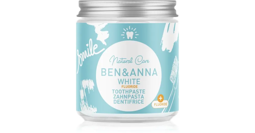 BEN&ANNANatural Toothpaste White Fluoride fogkrém üvegtégelyben fluoriddal Bestseller