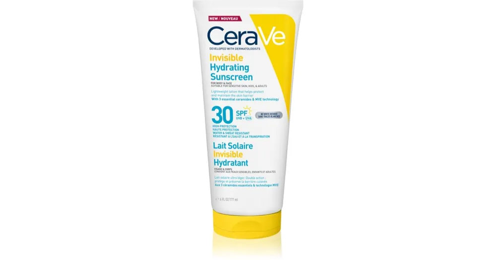 Olcsó CeraVeInvisible Hydrating Sunscreen SPF 30 napozótej arcra és testre