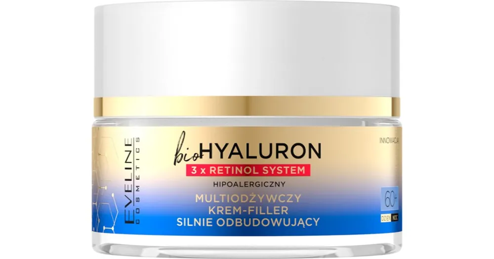 Eveline CosmeticsBio Hyaluron 3x Retinol System megújító krém az arcbőr feszesítéséért 60+ Prémium
