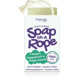 Friendly SoapSoap on a Rope Peppermint & Poppy Seeds természetes szappan zsinóron Rendeld meg most