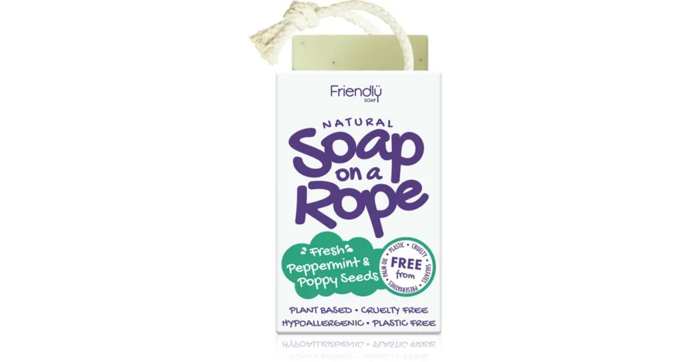 Friendly SoapSoap on a Rope Peppermint & Poppy Seeds természetes szappan zsinóron Rendeld meg most