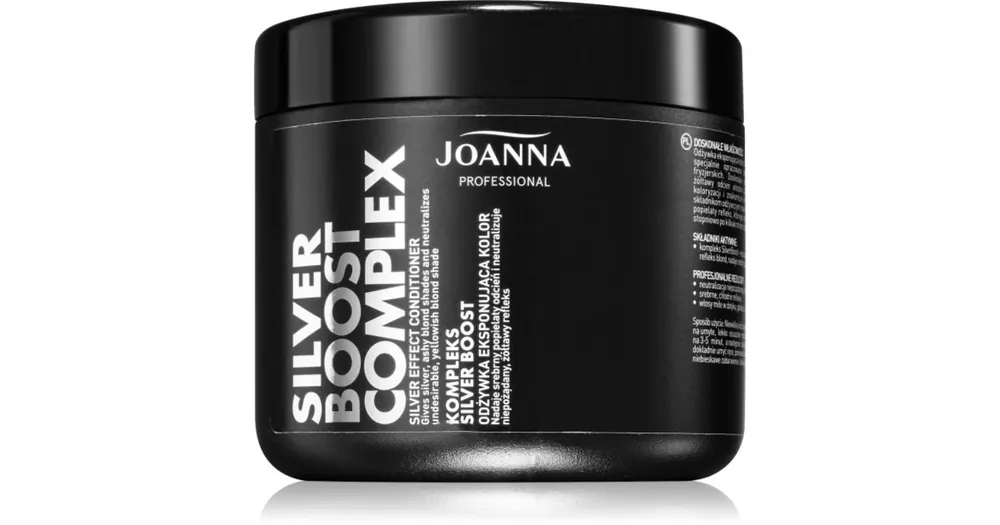 Árcsökkenés JoannaSilver Boost Complex lila kondicionáló semlegesíti a sárgás tónusokat