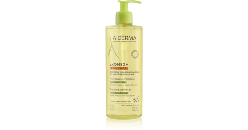 A-DermaExomega Control Emollient Shower Oil hidratáló tusoló olaj száraz és atópiás bőrre Exkluzív ajánlat