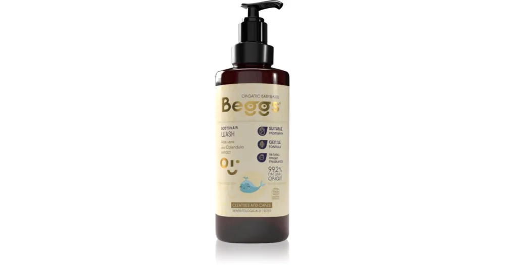 BeggsOrganic Baby & Kids Body & Hair Wash tusfürdő gél testre és hajra gyermekeknek születéstől kezdődően Legkelendőbb