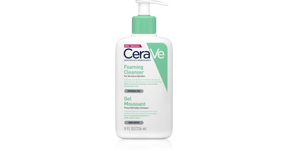 CeraVeCleansers Foaming Cleanser tisztító habzó gél normál és zsíros bőrre Azonnal elérhető
