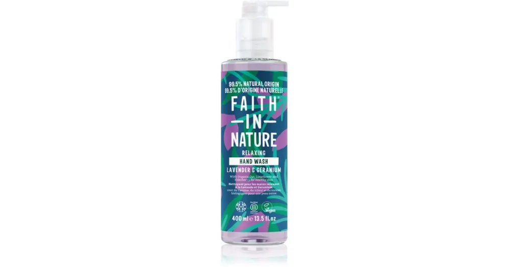 Faith In NatureLavender & Geranium természetes folyékony kézszappan levendula illatú Rendeld meg most