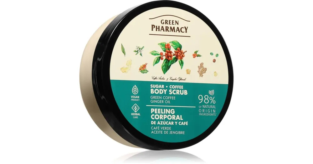 Green PharmacyGreen Coffee & Ginger Oil Body Scrub cukros test peeling Gyors szállítás