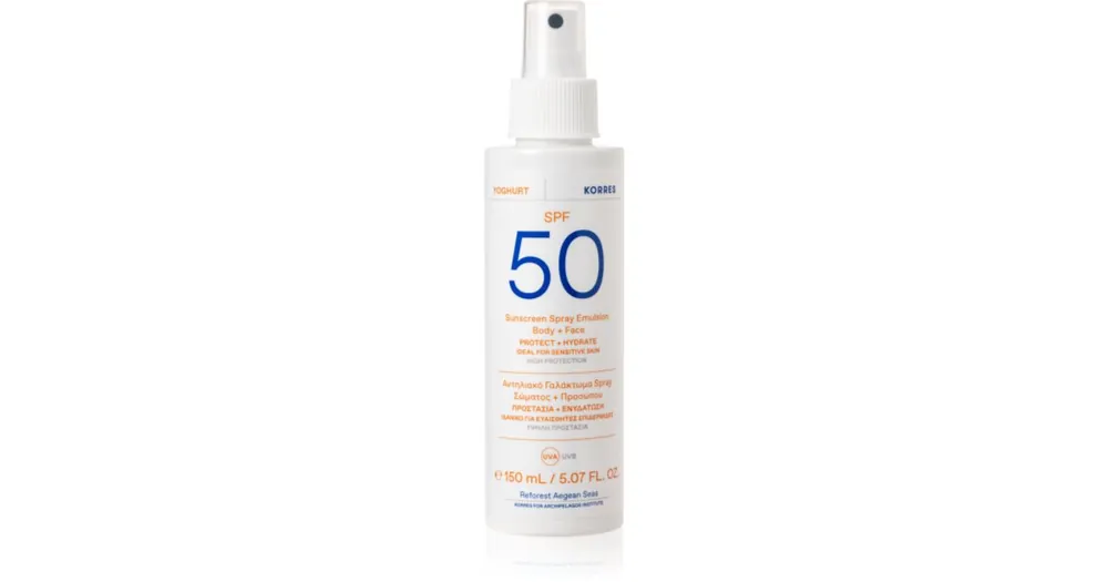 Végkiárusítás KorresYoghurt Sunscreen Naptej spray formában arcra és testre