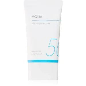 Vásárlói kedvenc MisshaAll Around Safe Block Aqua Sun napozó géles krém az arcra SPF 50+