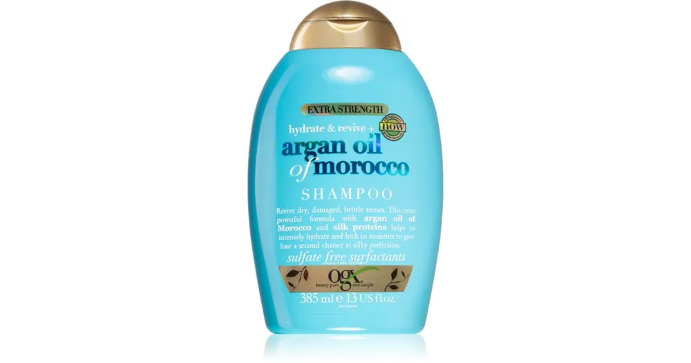 Vedd meg online OGXArgan Oil Of Morocco Extra Strenght megújító sampon nagyon sérült törékeny hajra