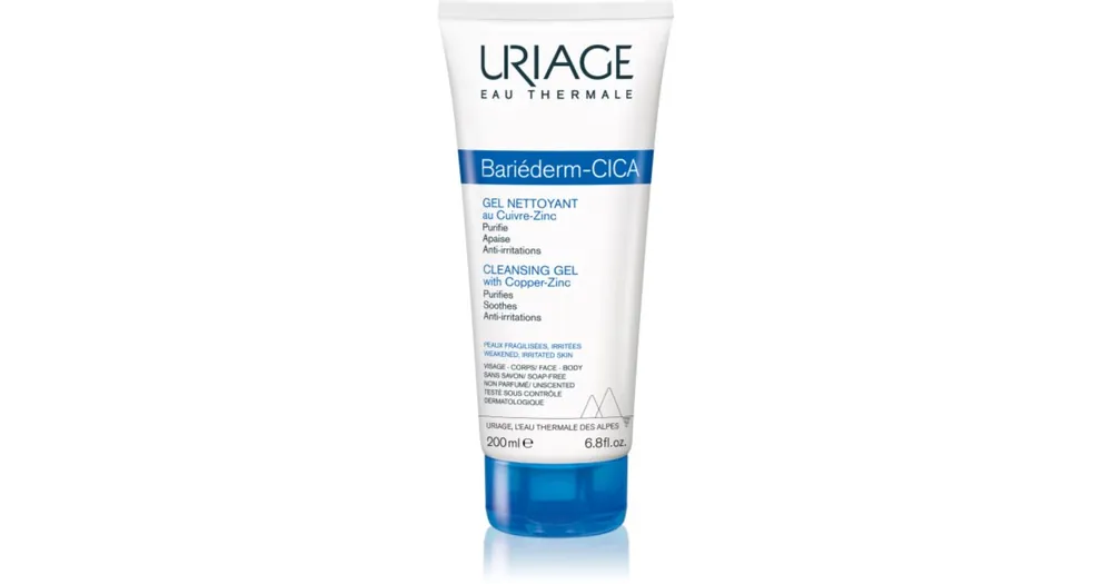 UriageBariéderm Cica Cleansing Gel with Copper-Zinc nyugtató tisztító gél a repedezett bőrre Bestseller