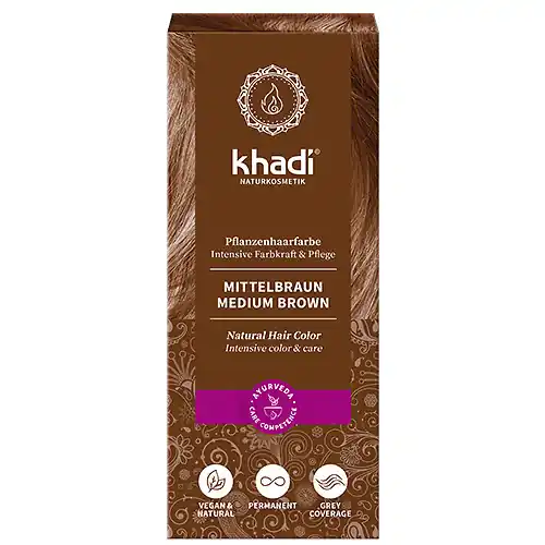 Expressz szállítás Khadi Khadi Növényi hajfesték por 100 g - Középbarna