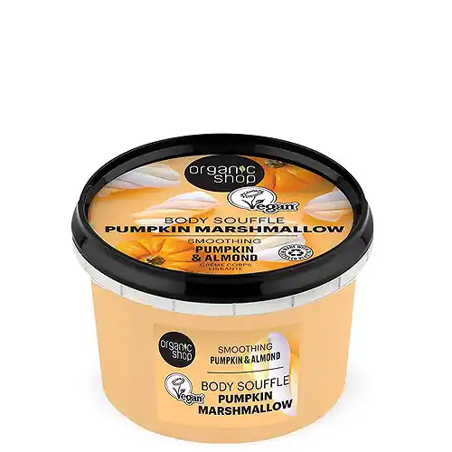 Alacsony ár Organic Shop Pumpkin Marshmallow Sütőtökös és mandulás kisimító testszuflé 250 ml