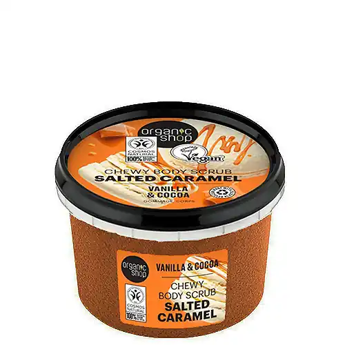 Újdonság Organic Shop Salted Caramel Vaníliás és kakaós testradír 250 ml